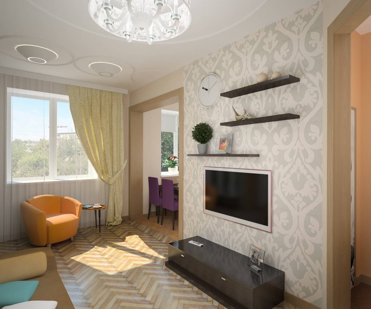 Дизайн проходной гостиной - интерьер и планировка комнаты
