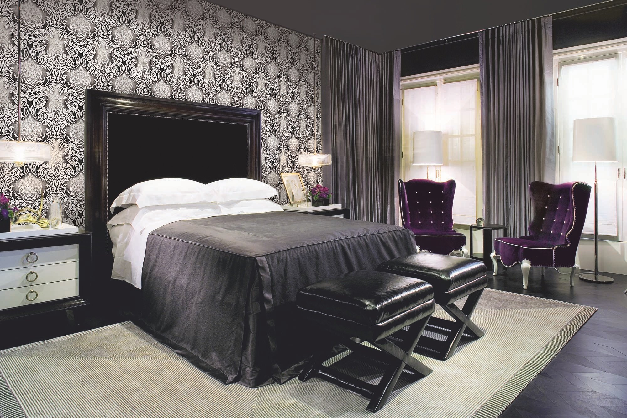 Интерьер спальни - черно белый цвет - фото 35 лучших вариантов