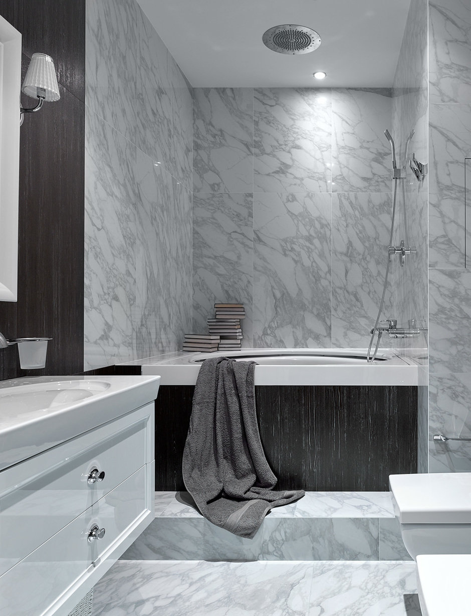 Ванная под мрамор — дизайн интерьера ванной комнаты