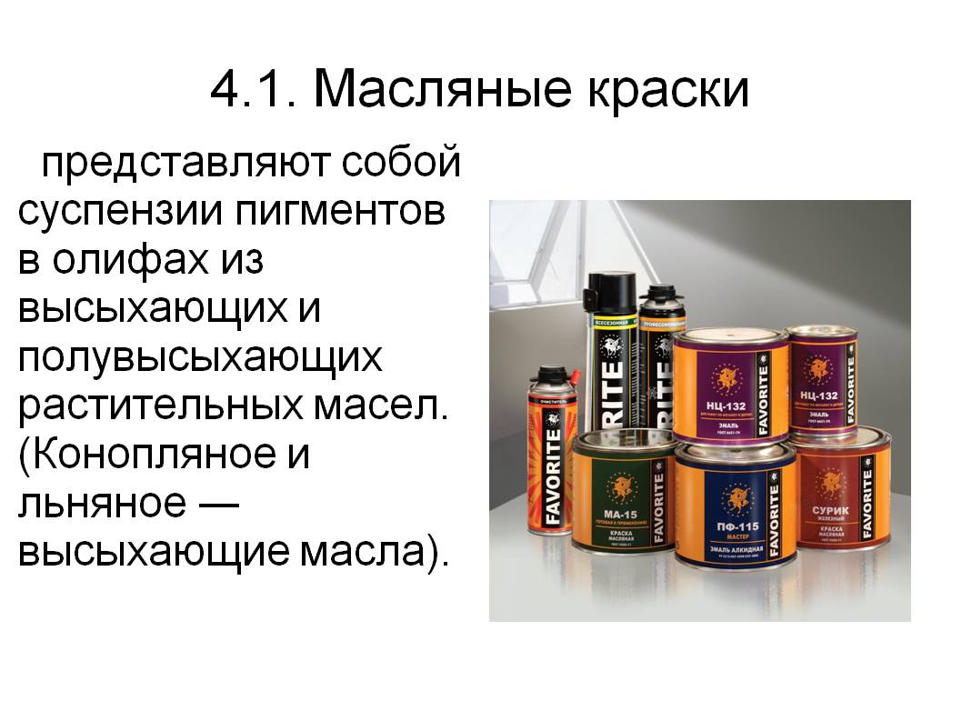 Масляные краски ма-15 - технические характеристики