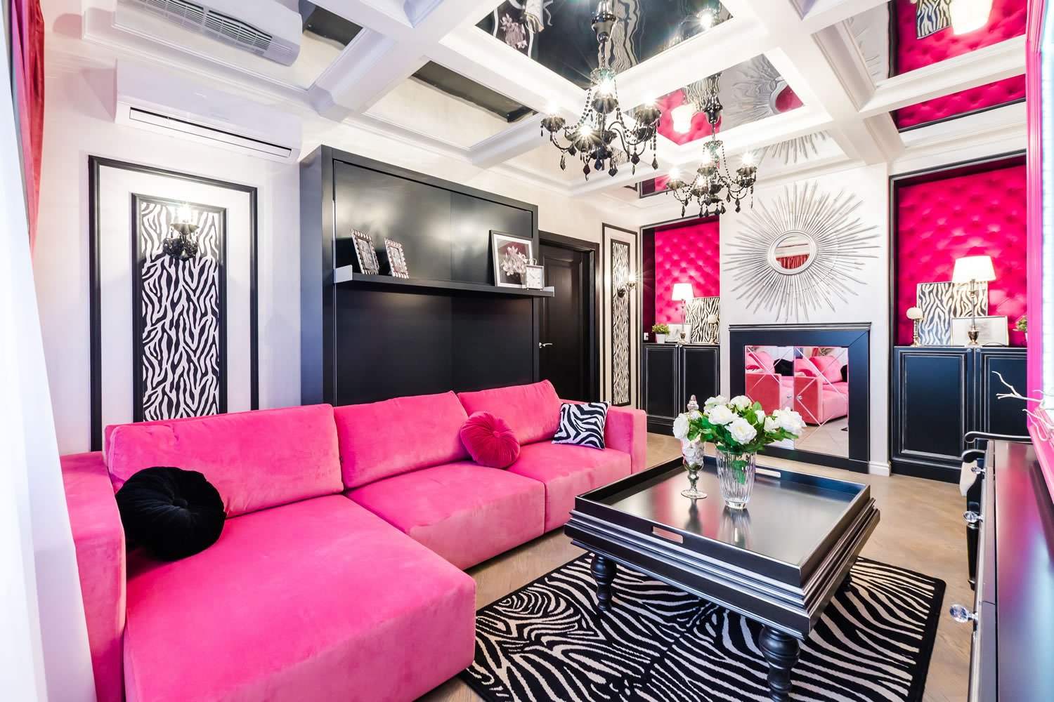 Розовая гостиная - фото и цвет в интерьере