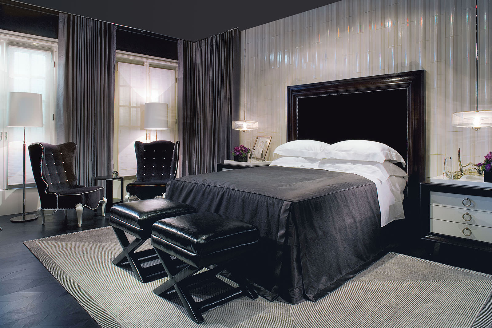 Спальня в черном цвете: правила оформления дизайна интерьера