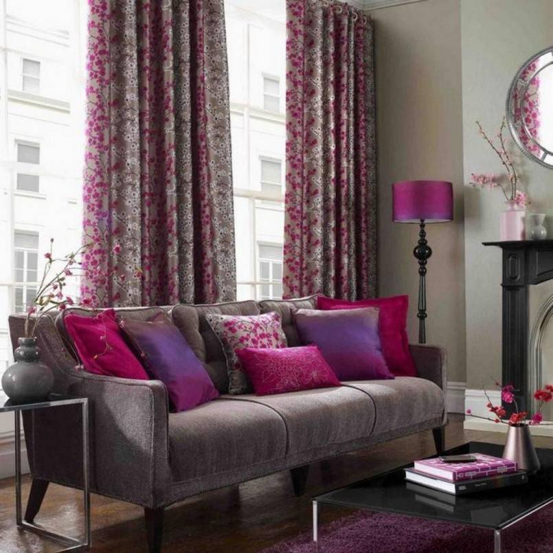 Фиолетовые шторы в интерьере гостиной – фото идей, примеры сочетаний