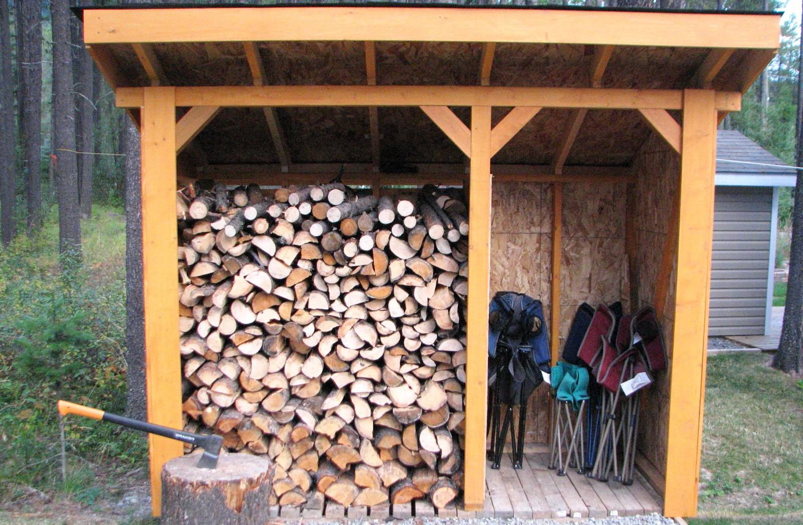 Как построить дровяник на дачу своими руками
