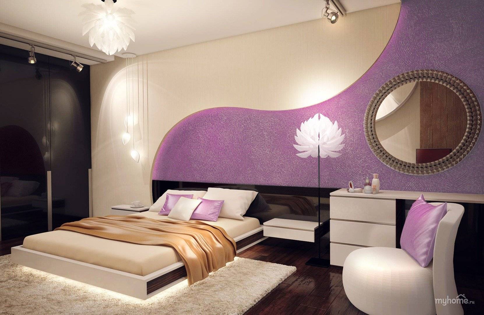Лиловая спальня - 100 лучших фото примеров необычного дизайна