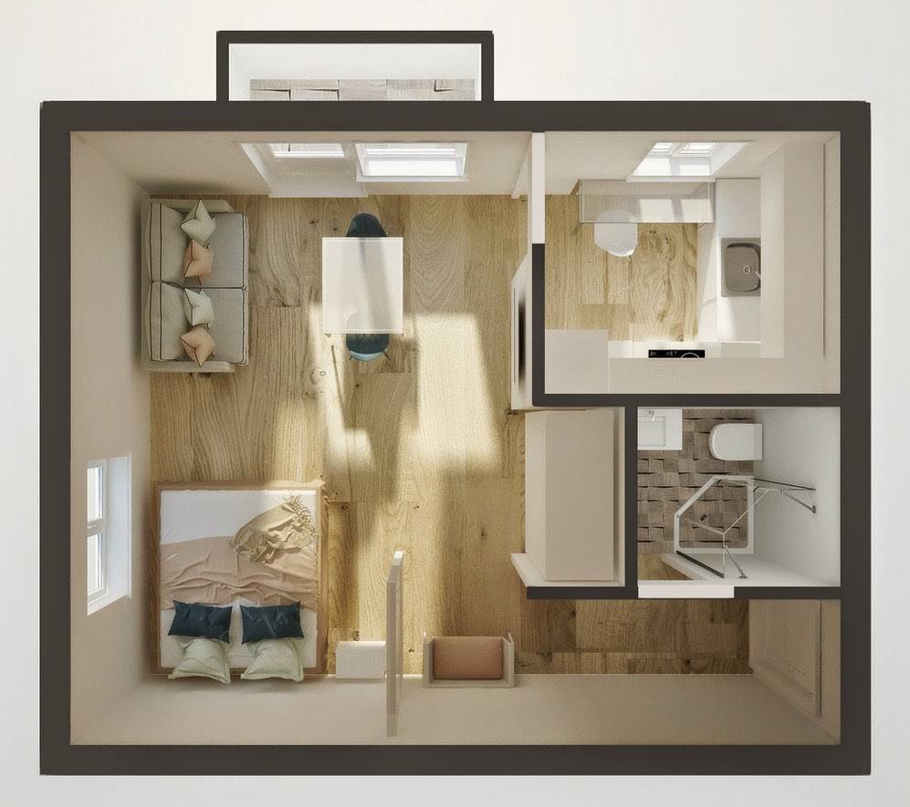 Дизайн квартиры 35 кв. м. - 70 фото лучших дизайнерских идей