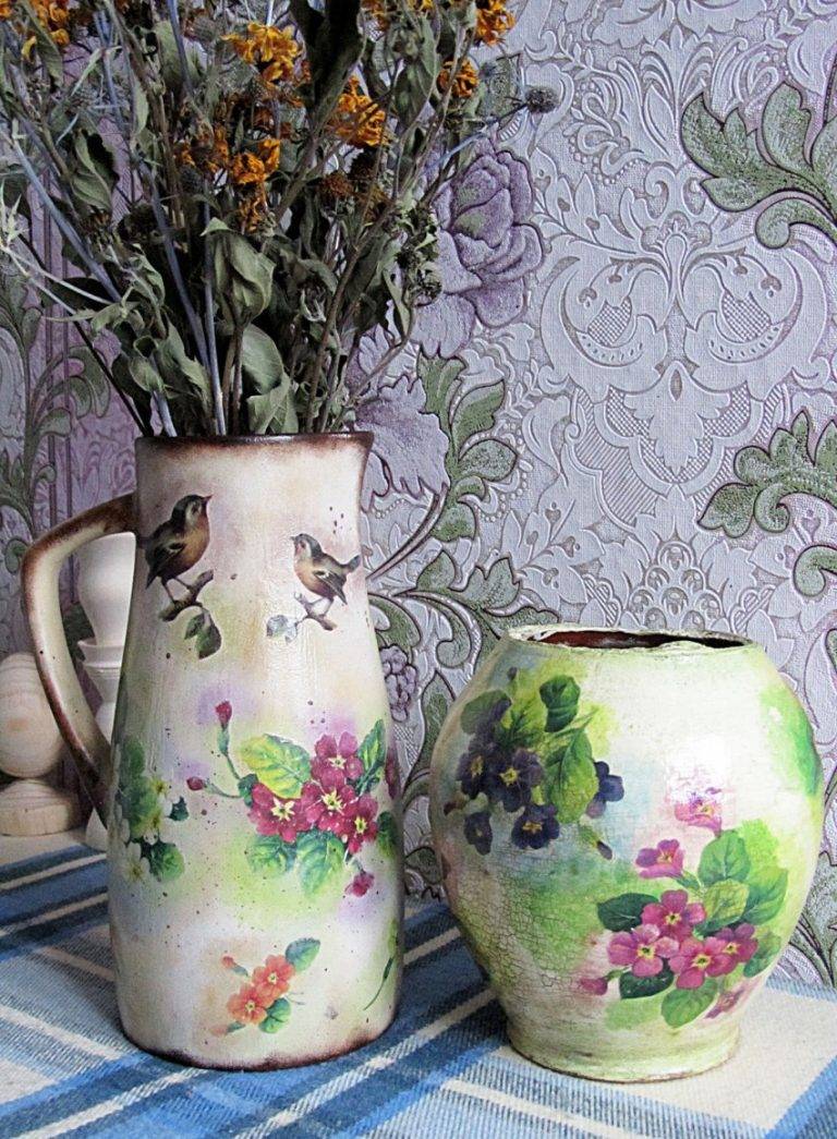 Декупаж вазы для начинающих: особенности оформления и украшения вазы