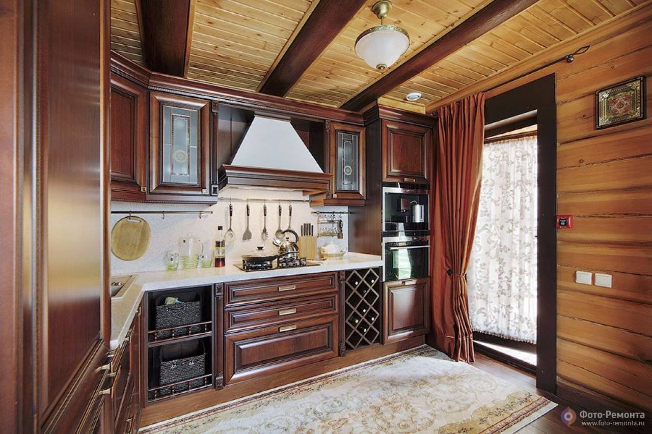 Кухня в деревянном доме: фото полета фантазии дизайнера при планировании интерьера