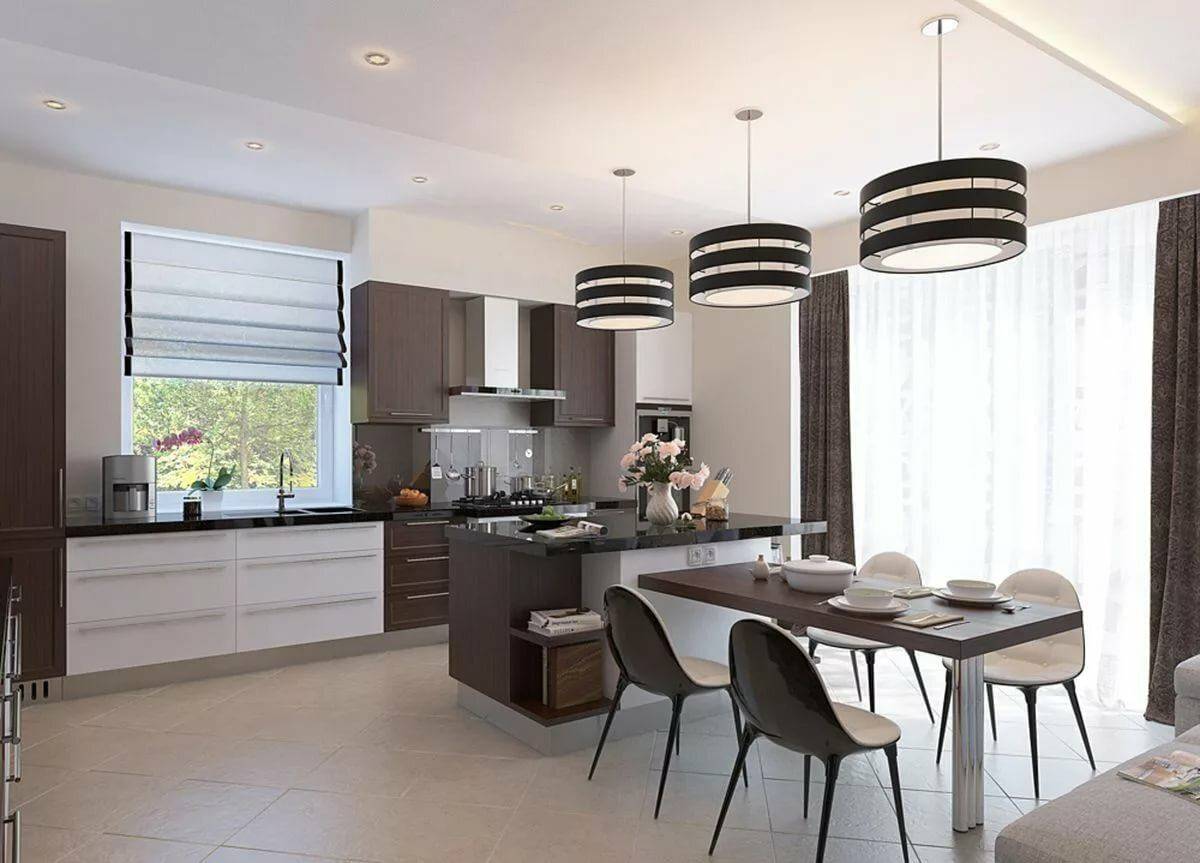 Кухня-столовая в частном доме:дизайн, планировка, фото в интерьере