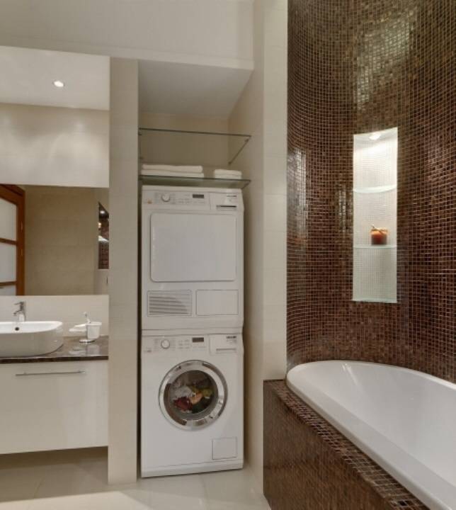 Стиральная машина в ванной - варианты размещения и оформления стиралки в едином с ванной стиле (120 фото-идей)