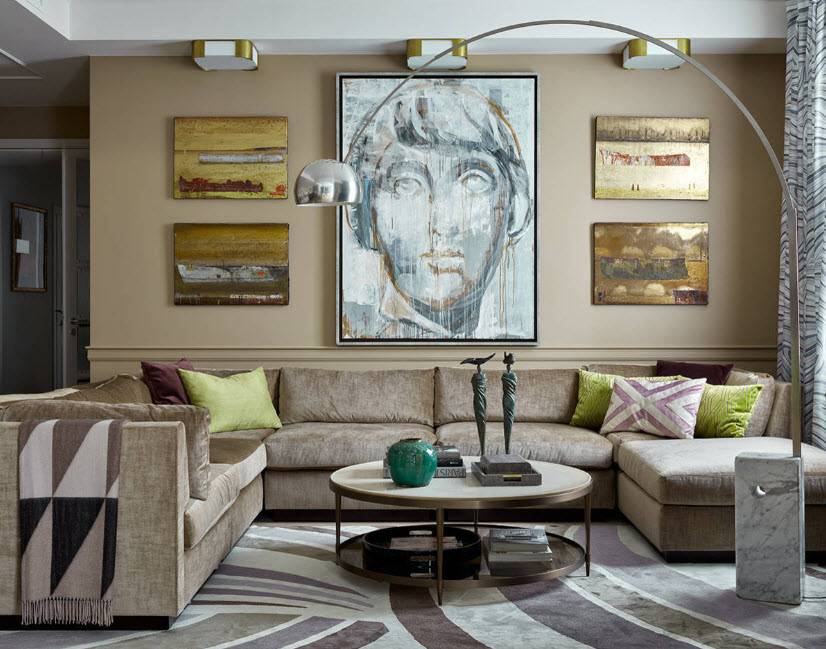 Модульные картины над диваном в гостиной – универсальный декор