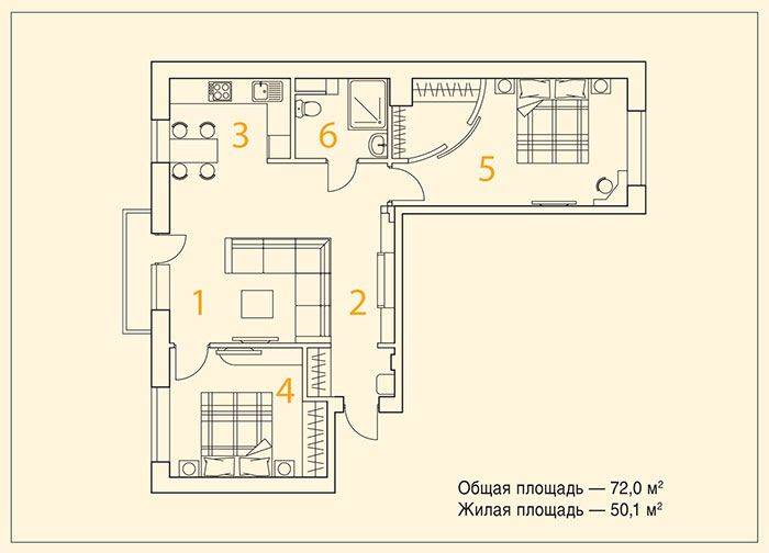 Планировка 1, 2, 3 и 4 комнатной квартиры сталинки