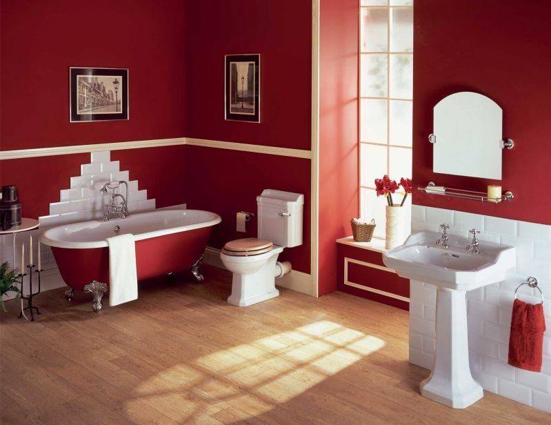 Красная ванная: как сделать дизайн гармоничным