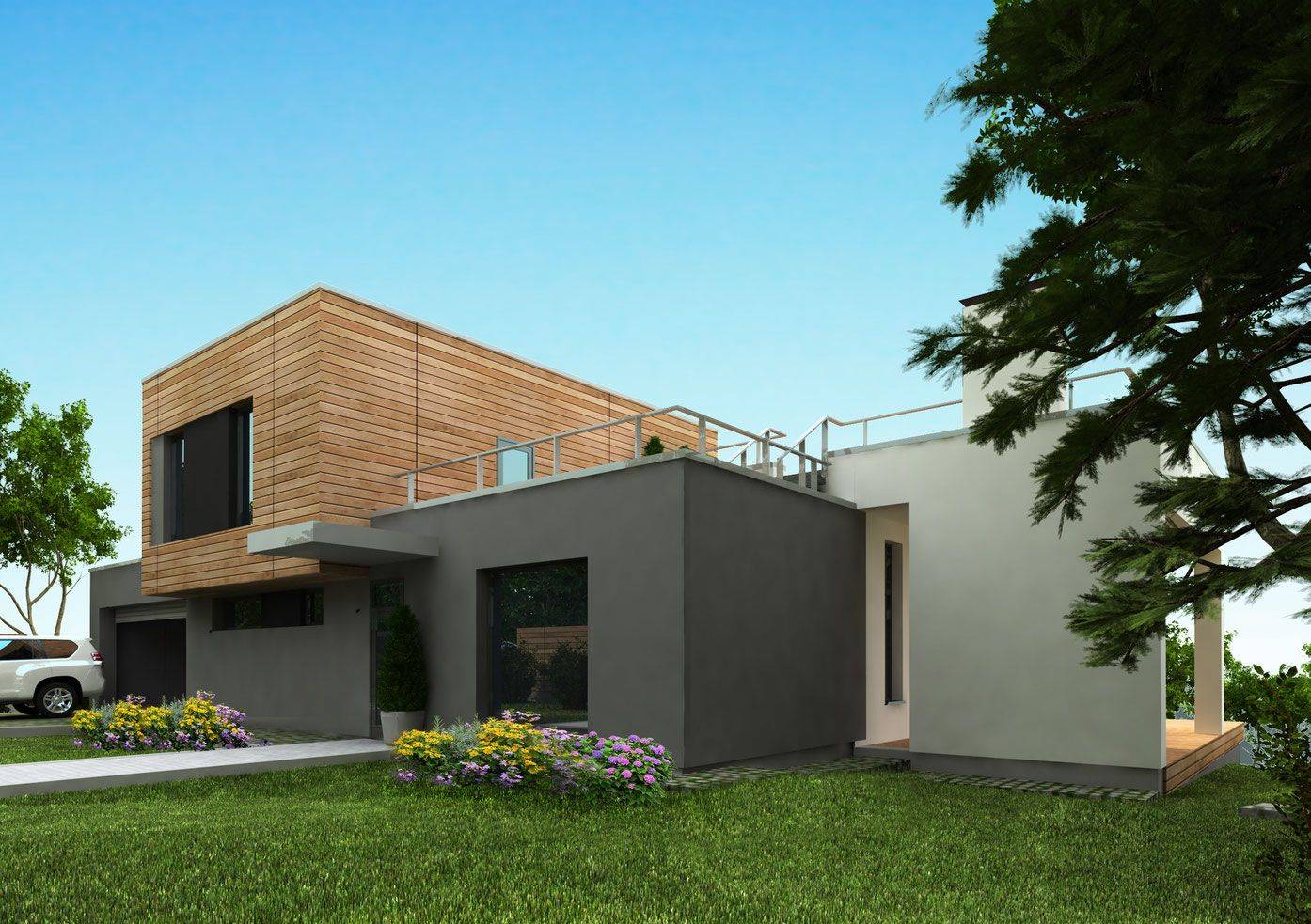 Проекты домов с плоской крышей: фото плана современного загородного одноэтажного и эксплуатируемого дома с плоской кровлей