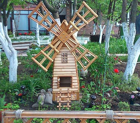 Декоративная мельница для сада своими руками: чертежи и виды, пошаговая инструкция