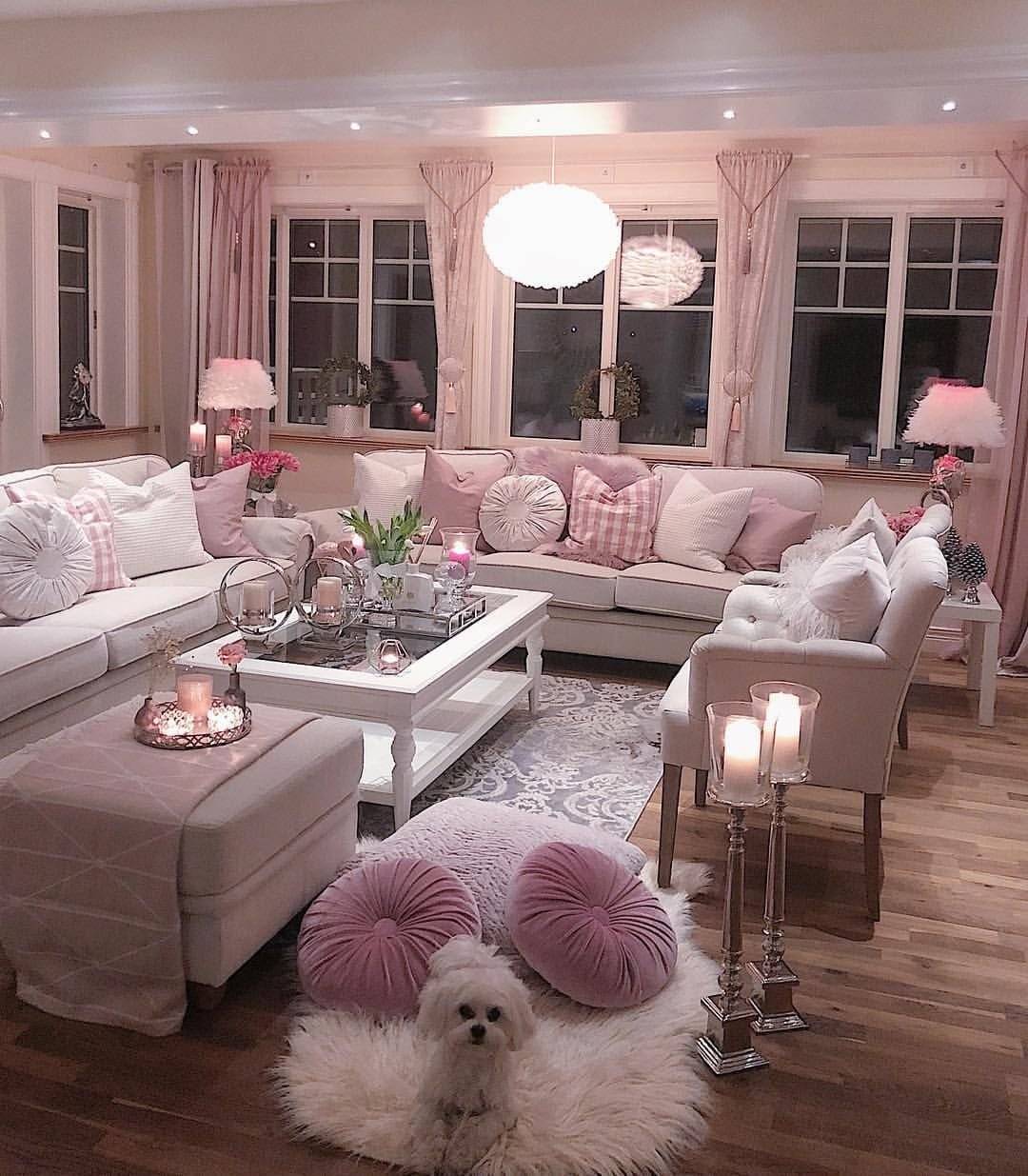 Розовая гостиная: нежный дизайн комнаты в фото-примерах