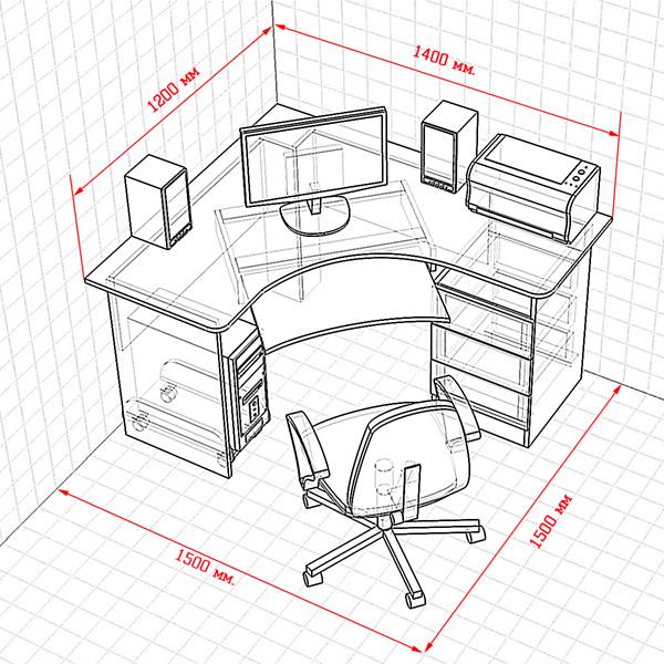 Компьютерный стол своими руками: чертежи, схемы, размеры, фото-проекты