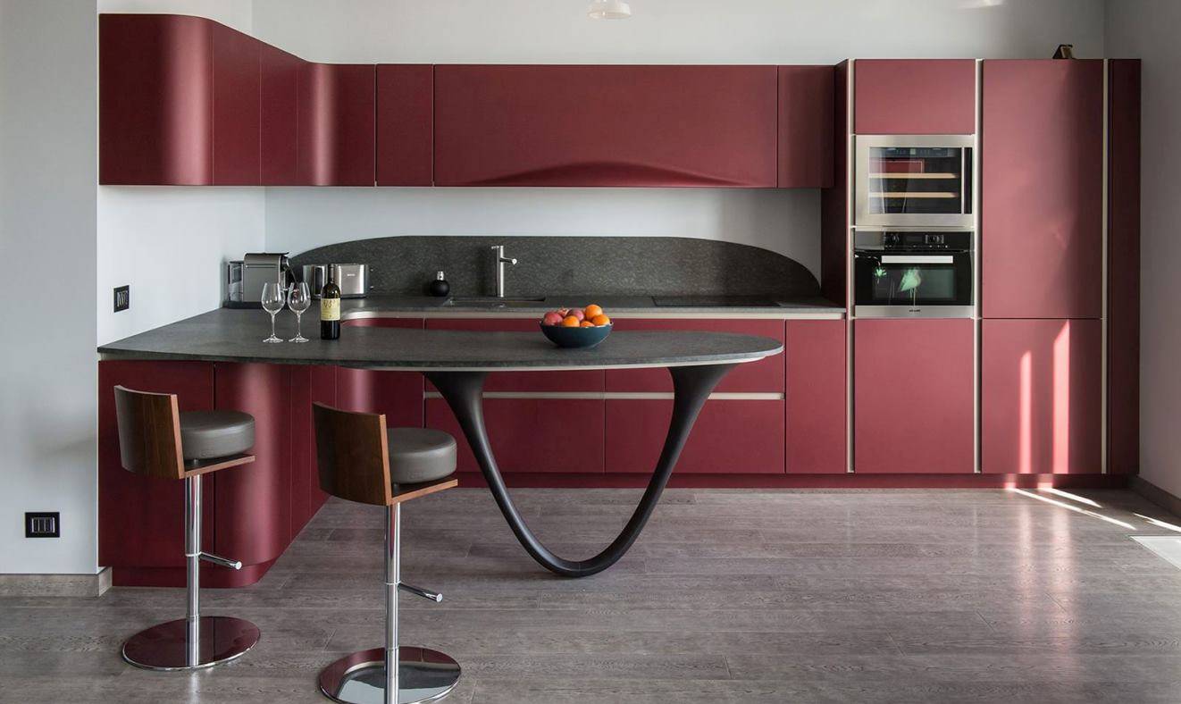 Сочетание цвета бордо в интерьере кухни
