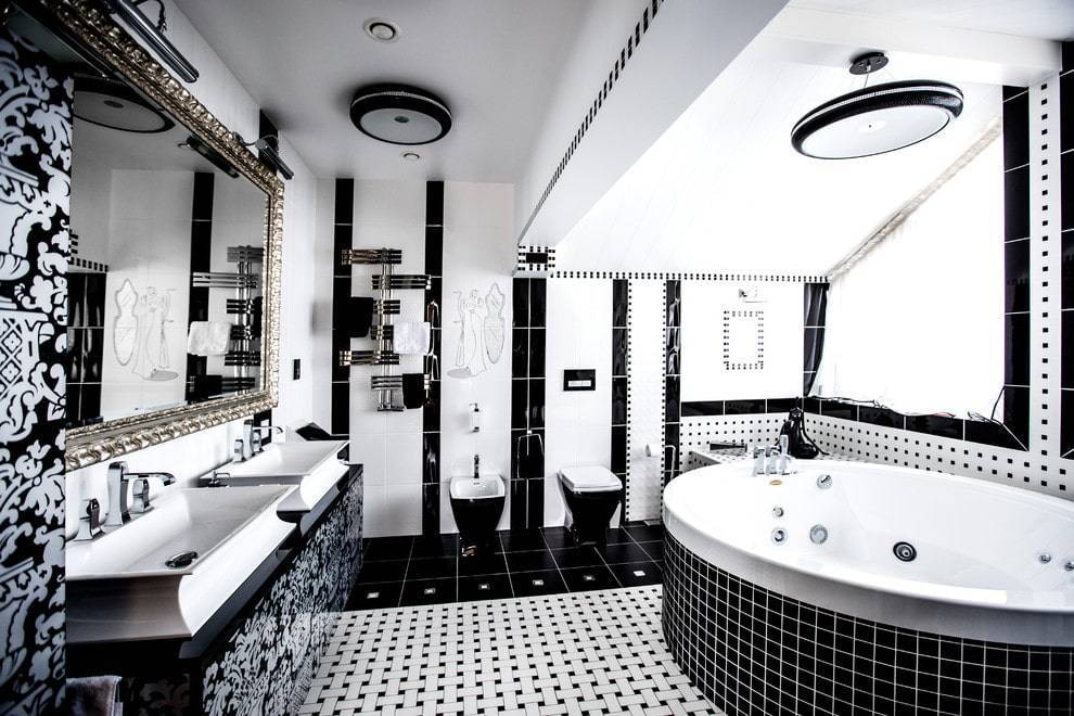 Дизайн черно-белой ванной: идеальные сочетания и лучшие комбинации при оформлении ванной комнаты ( фото + видео)