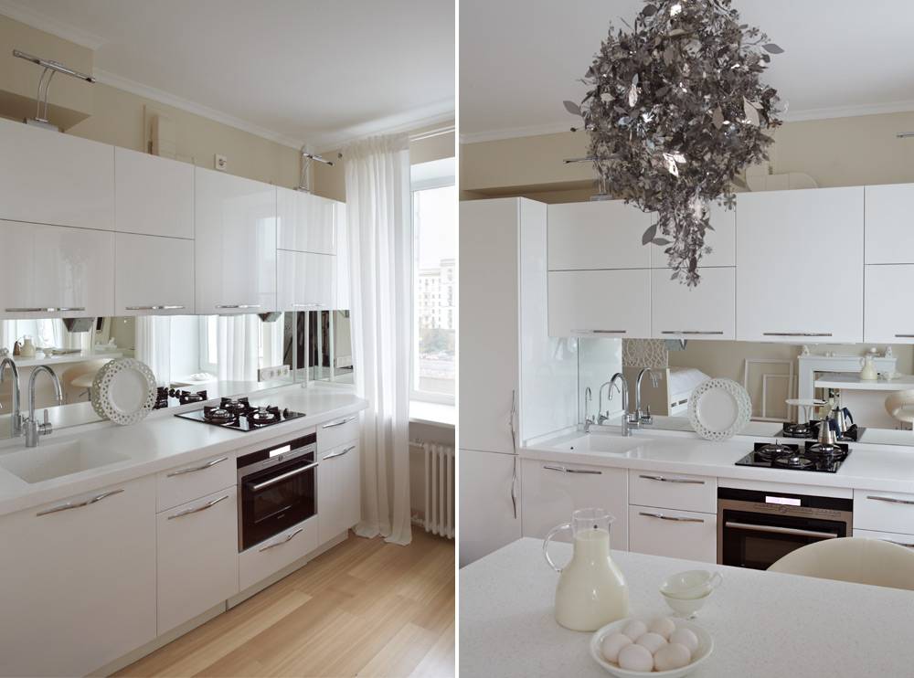 Белая глянцевая кухня: дизайн гарнитура, фартука, варианты мебели, 130 фото гарнитуров