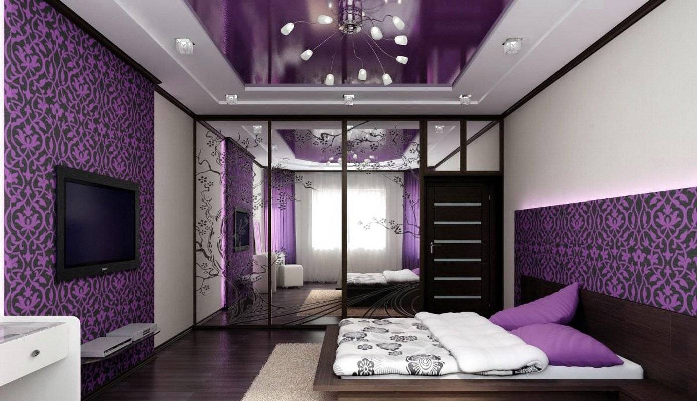 Фиолетовый потолок - фото идеи стильного и уютного дизайна потолкадекор и дизайн интерьера