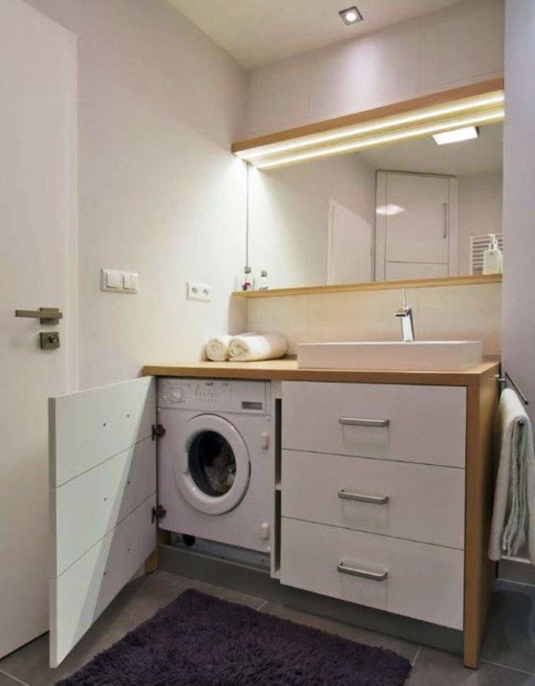 Где установить стиральную машину в ванной комнате?