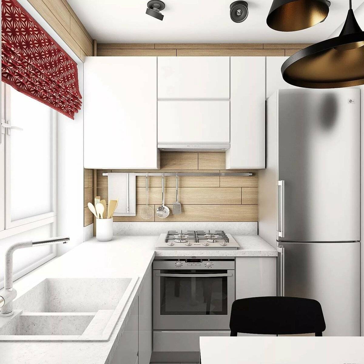 Дизайн кухни 6 кв м с холодильником в хрущевке — фото примеры