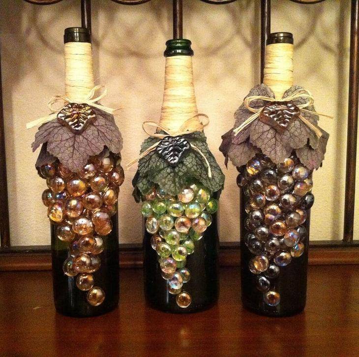 Декорирование бутылок своими руками и подручными средствами, фото