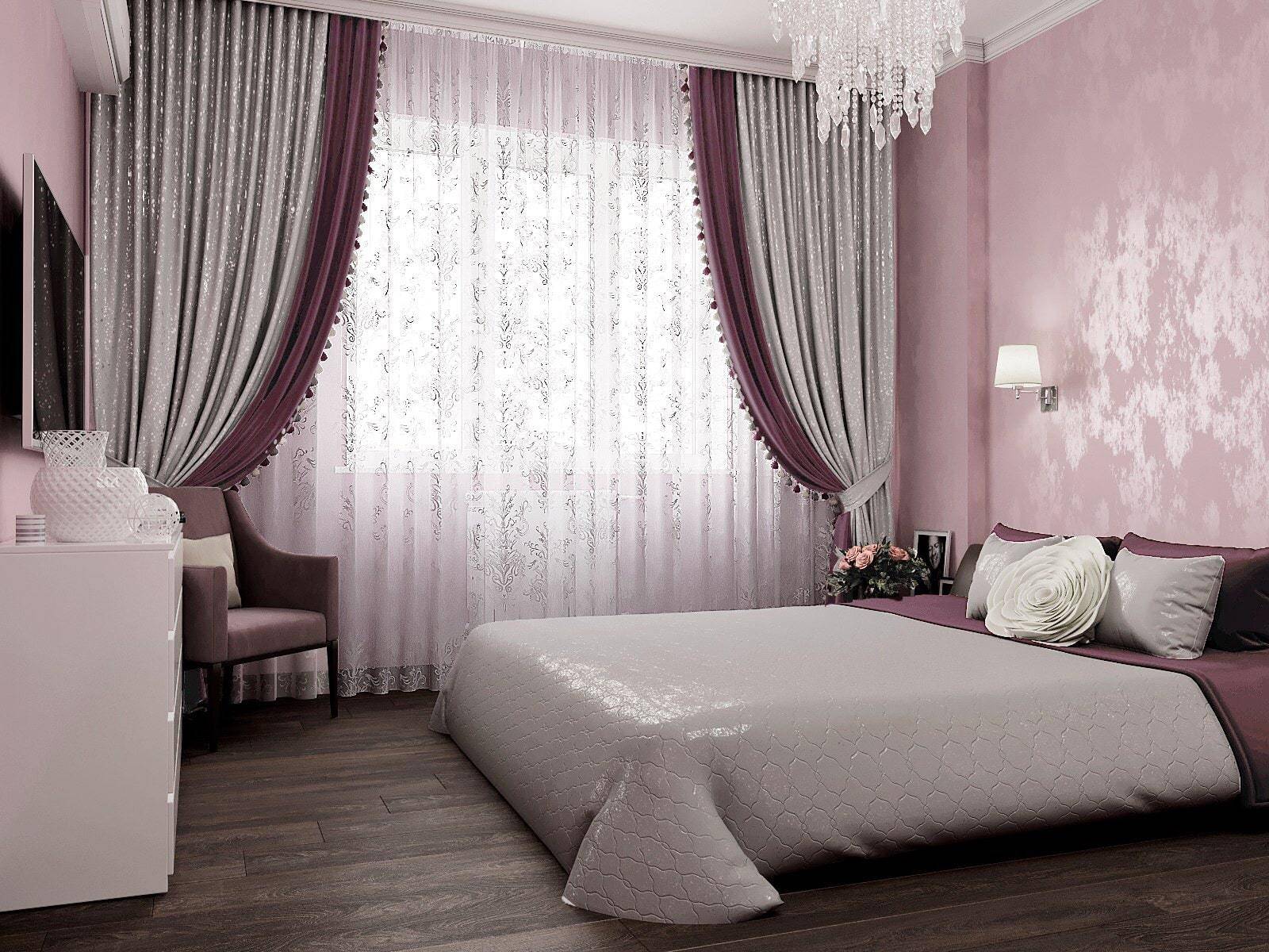Дизайн штор для спальни в различных стилях интерьера: 144 фото и советы по выбору