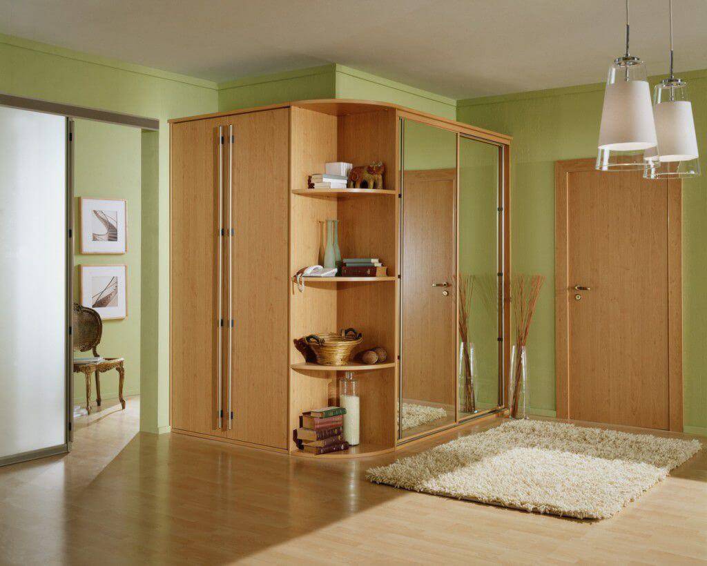 Угловой шкаф в гостиную - интересные варианты, формы и виды угловых шкафов