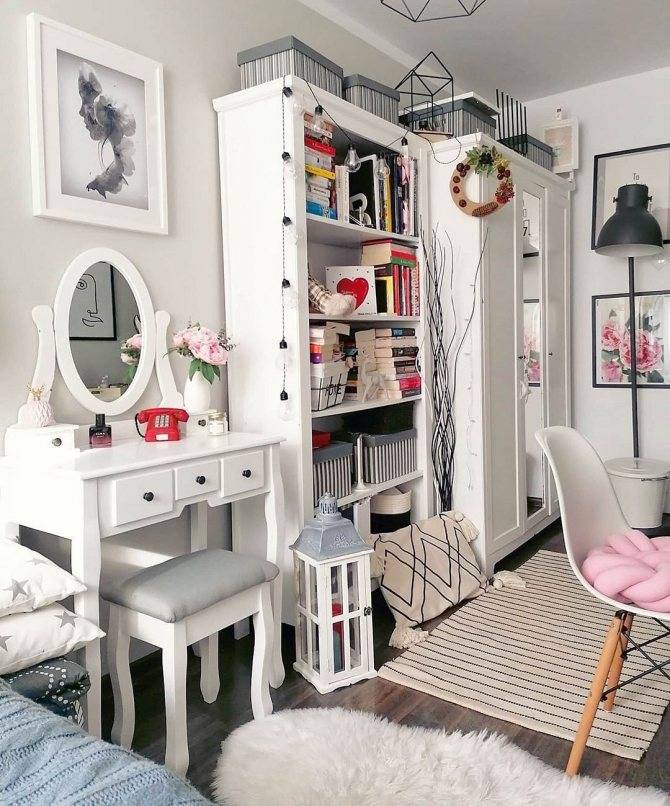 Спальня икеа - фото дизайна шкафа, прикроватной тумбочки, комода и кровати
