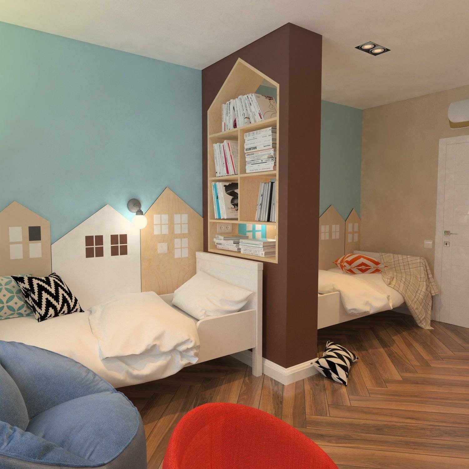 Детская комната для разнополых детей: зонирование, фото в интерьере