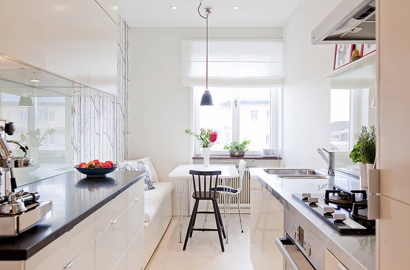 Дизайн узкой кухни: как обставить, интерьер кухни-гостиной вытянутой формы