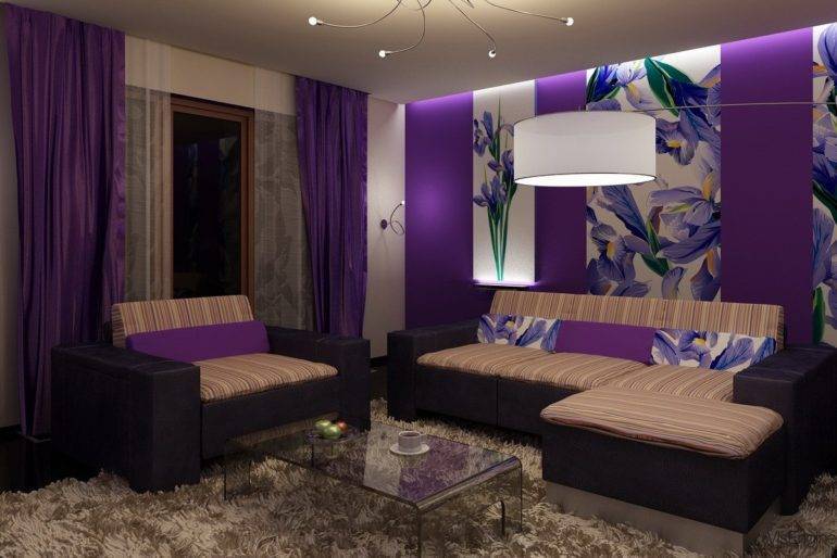 Фиолетовый диван: использование в современных интерьерах и правила подбора оттенка