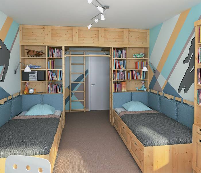 Детская комната для двух мальчиков ⚡⚡ 50+ фото интерьеров детской