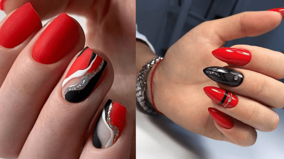 Красивый красно-черный дизайн ногтей -: 45 идей.