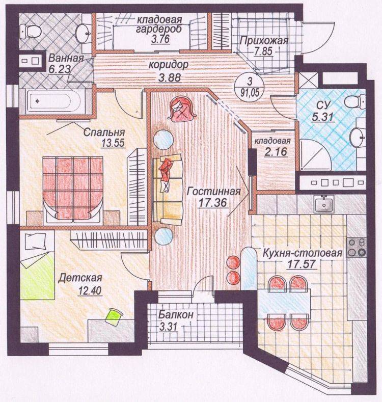 3-комнатная квартира: планировка, особенности и рекомендации :: syl.ru