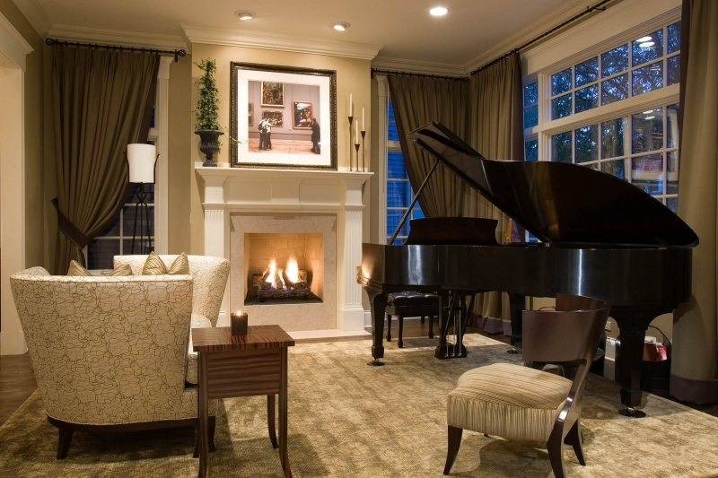 Дизайн гостиных с пианино и роялем