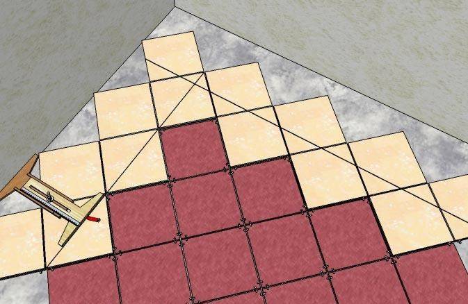 Укладка плитки по диагонали: как класть на пол
