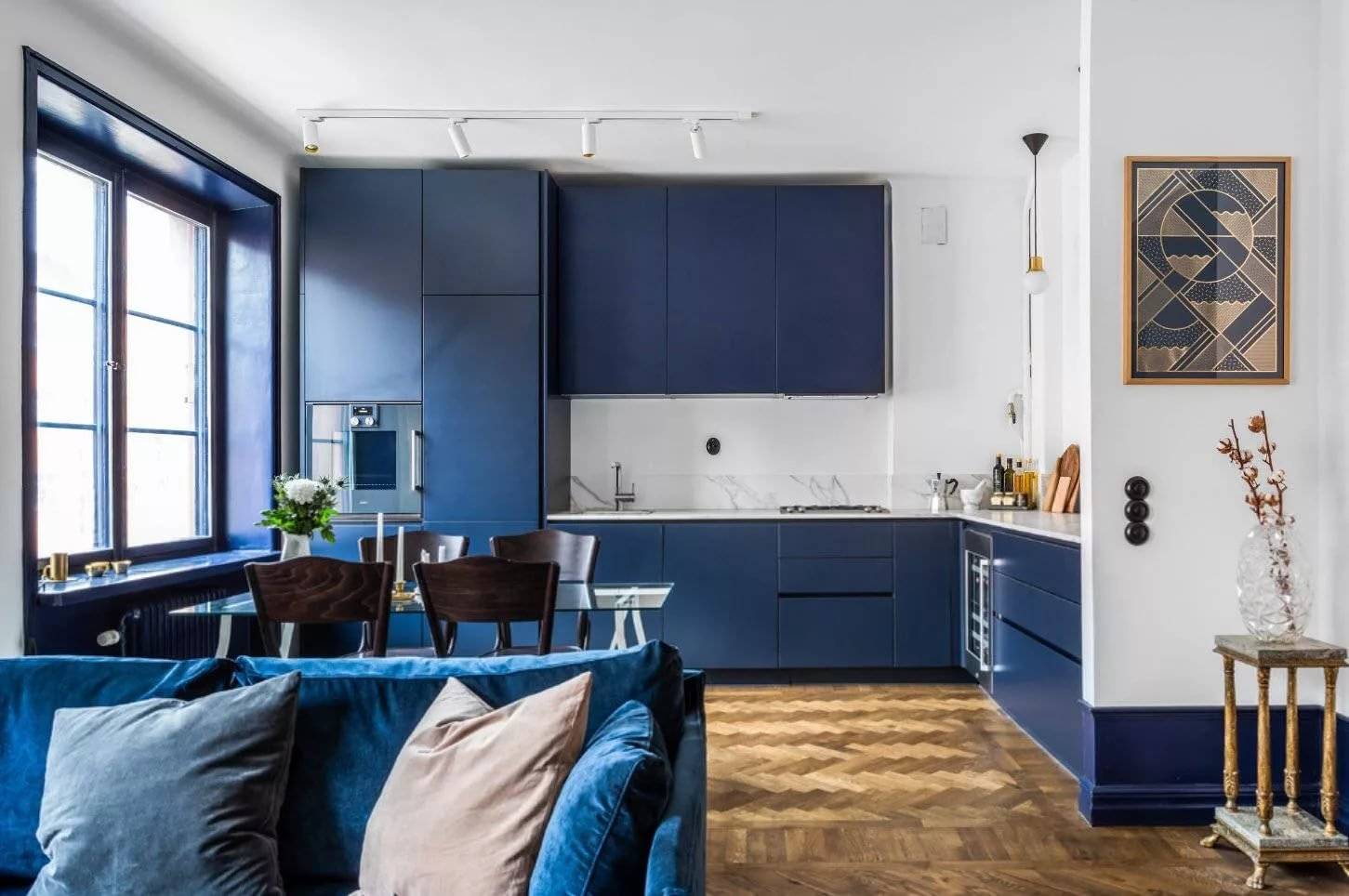 Синяя кухня: лучшая фотоподборка дизайнерских идей, благородные оттенки и цветовые сочетания