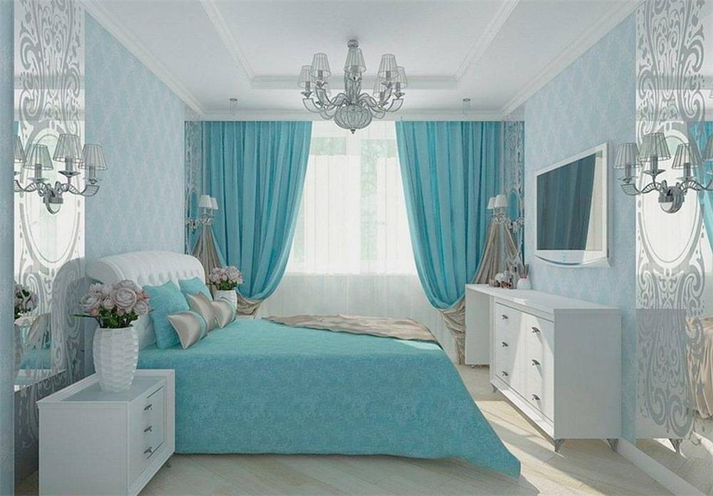 Спальня в бирюзовых тонах, варианты дизайна интерьера, возможные сочетания цветов + фото