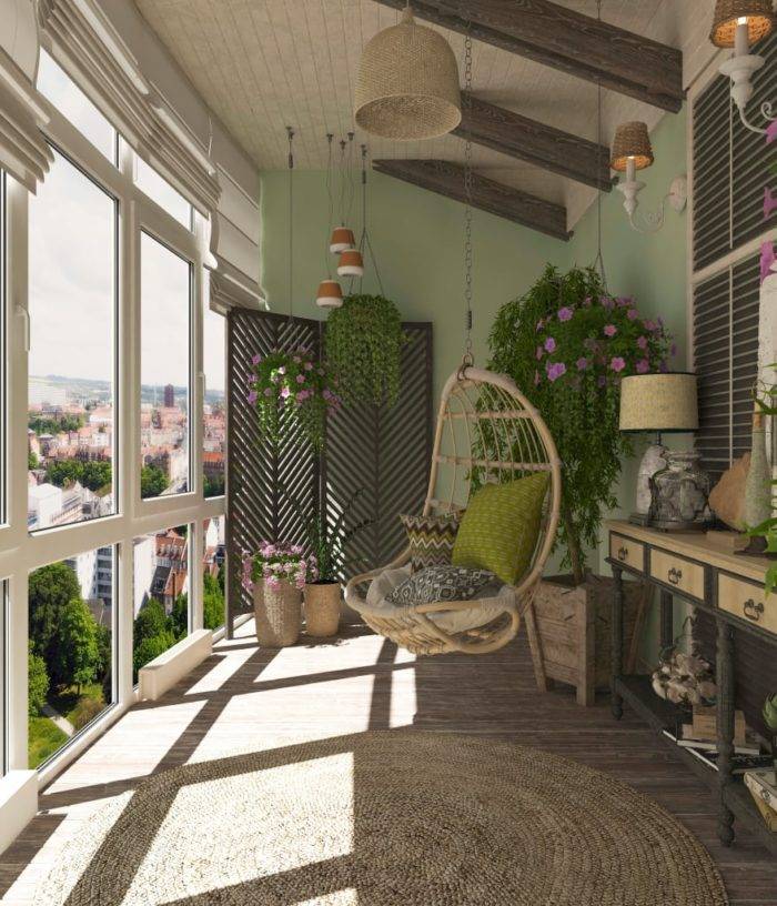 Дизайн небольшого балкона в восточном и французском стилях
