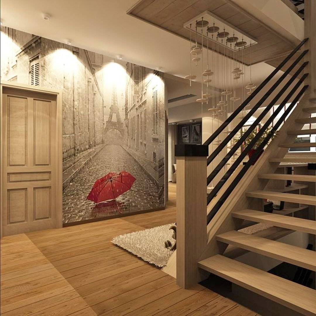 Дизайн прихожей с лестницей в частном доме: интерьер холла
 - 39 фото
