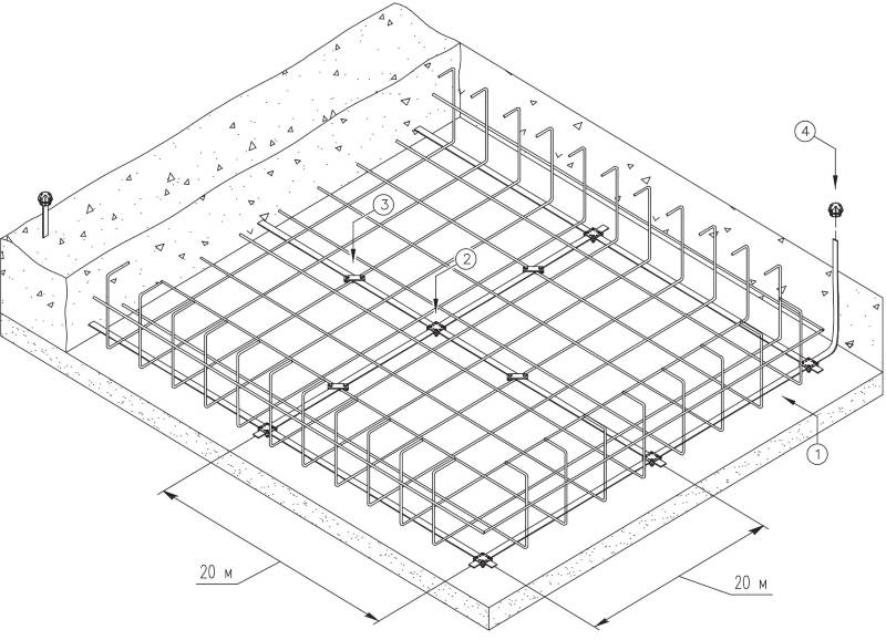 Армирование монолитной плиты фундамента: укладка, схема, расчет 