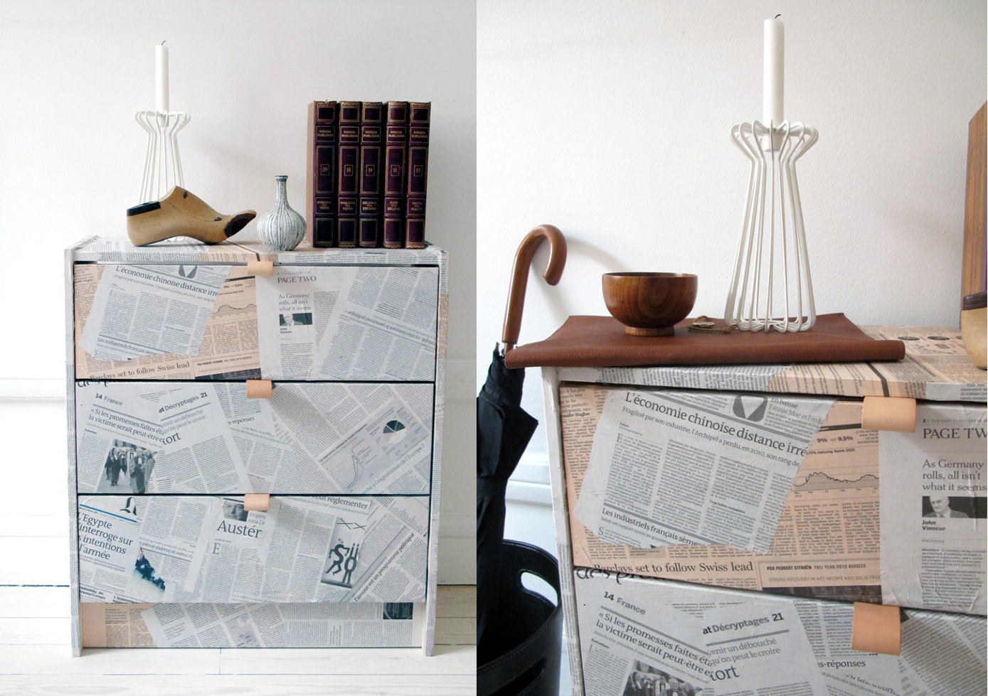 Декупаж мебели из газет: 2 мастер-класса — для икеевского шкафа бесто и пластикового кресла