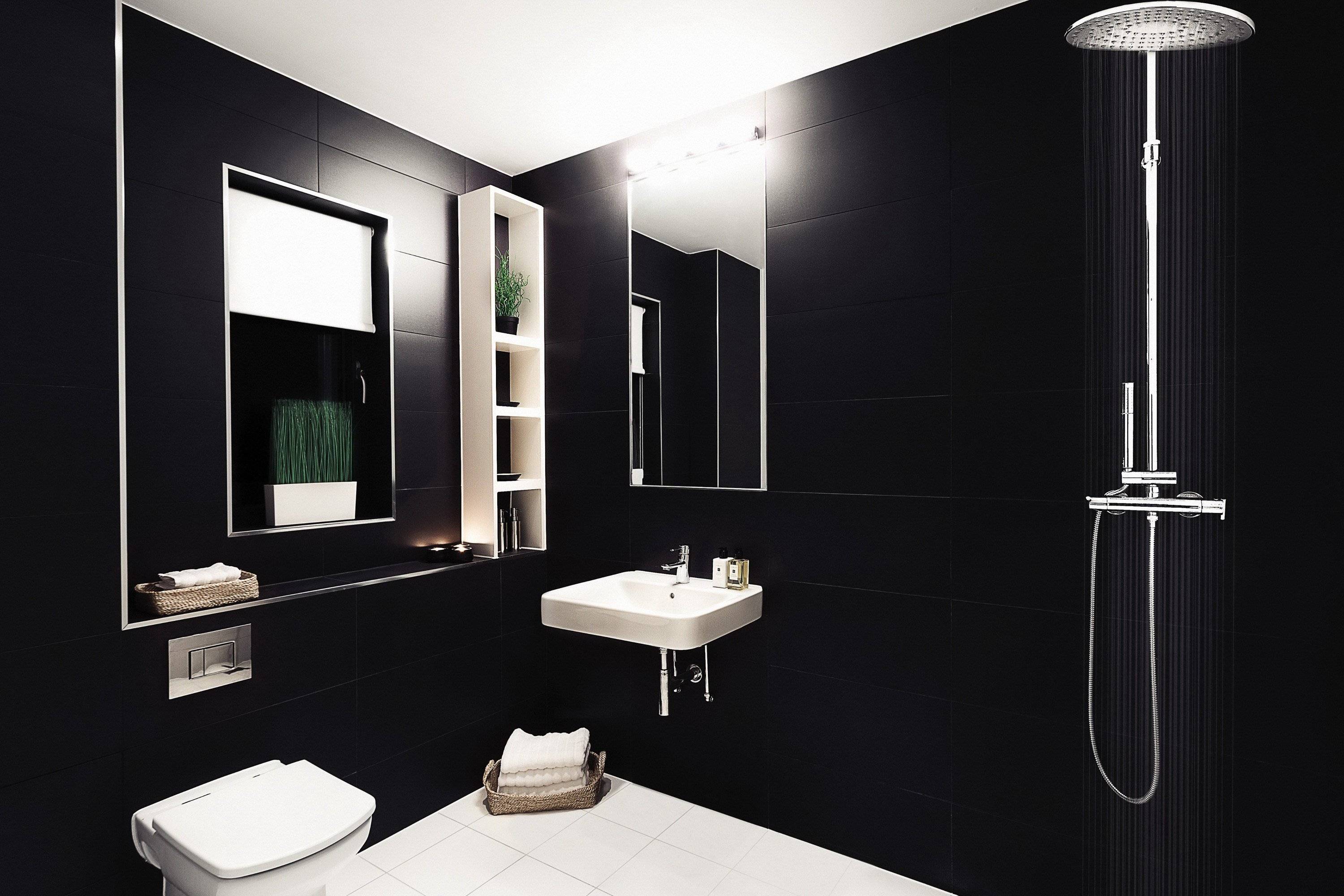 Черно-белая ванная комната: дизайн, фото, плюсы и минусы, выбор