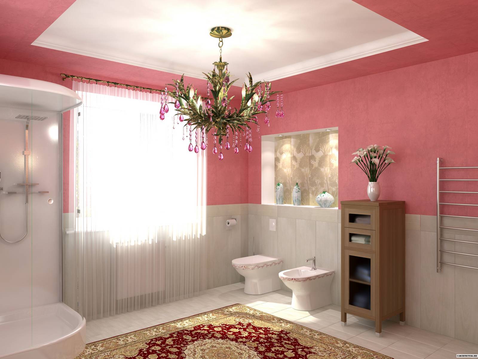 Розовая ванная комната – атмосфера нежности и романтичности