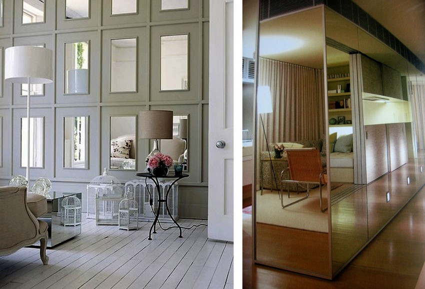 Зеркала в интерьере: гостиной, над камином или диваном, их дизайн, круглые и большие