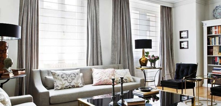 Серые шторы в интерьере: фото с идеями для гостиной, спальни, кухни