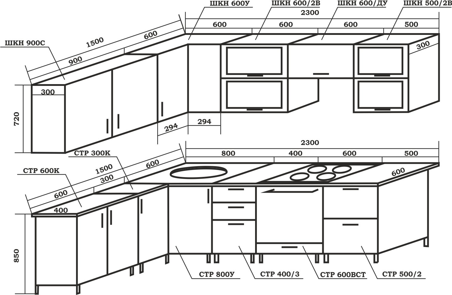 Стандартные размеры кухонных шкафов и фасадов: высота, ширина и глубина кухонных гарнитуров